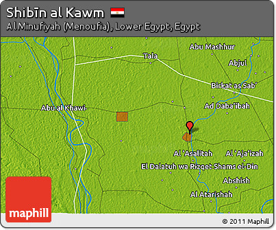 Physical 3D Map of Shibīn Al Kawm