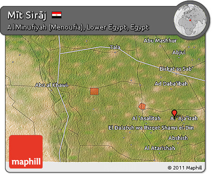 Satellite 3D Map of Mīt Sirāj