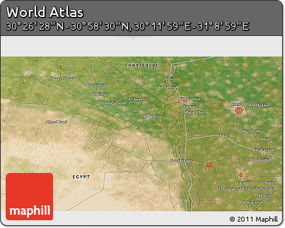 Satellite 3D Map of the Area around 30° 42' 29" N, 30° 40' 29" E