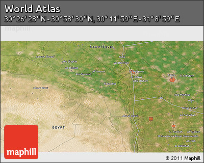 Satellite 3D Map of the Area around 30° 42' 29" N, 30° 40' 29" E