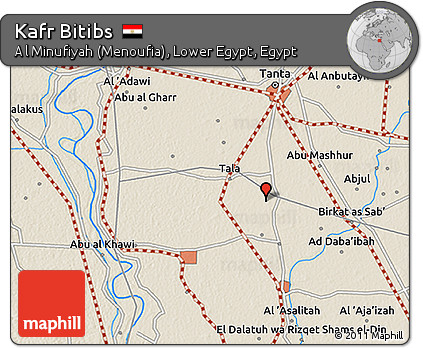 Shaded Relief 3D Map of Kafr Bitibs