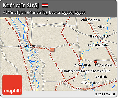 Shaded Relief 3D Map of Kafr Mīt Sirāj