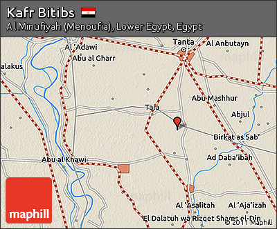 Shaded Relief 3D Map of Kafr Bitibs