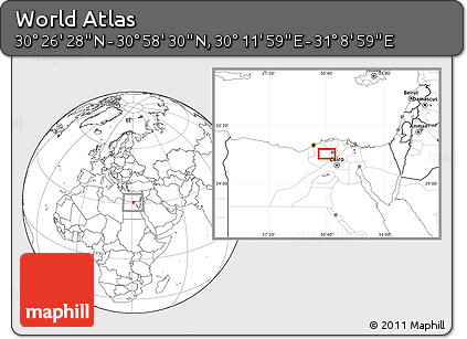 Blank Location Map of the Area around 30° 42' 29" N, 30° 40' 29" E