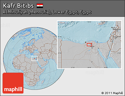 Gray Location Map of Kafr Bitibs, hill shading