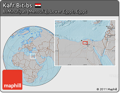 Gray Location Map of Kafr Bitibs, hill shading