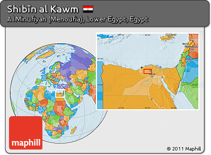 Political Location Map of Shibīn Al Kawm