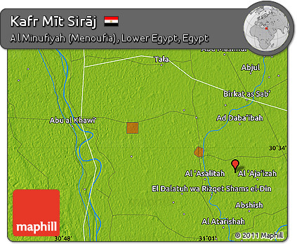 Physical Map of Kafr Mīt Sirāj