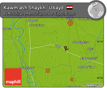 Physical Map of Kawm Ash Shaykh `Ubayd