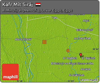 Physical Map of Kafr Mīt Sirāj