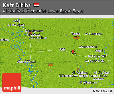Physical Panoramic Map of Kafr Bitibs