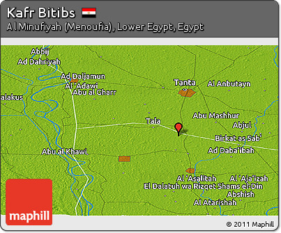 Physical Panoramic Map of Kafr Bitibs