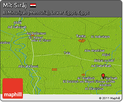 Physical Panoramic Map of Mīt Sirāj