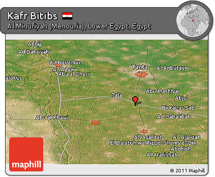 Satellite Panoramic Map of Kafr Bitibs