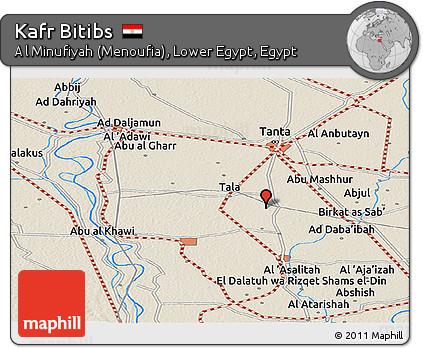Shaded Relief Panoramic Map of Kafr Bitibs