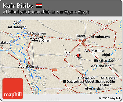 Shaded Relief Panoramic Map of Kafr Bitibs