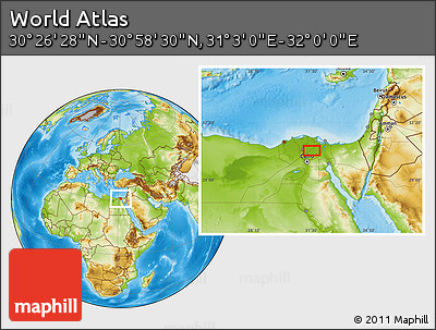 Physical Location Map of the Area around 30° 42' 29" N, 31° 31' 29" E