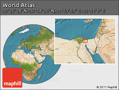 Satellite Location Map of the Area around 30° 42' 29" N, 32° 22' 30" E