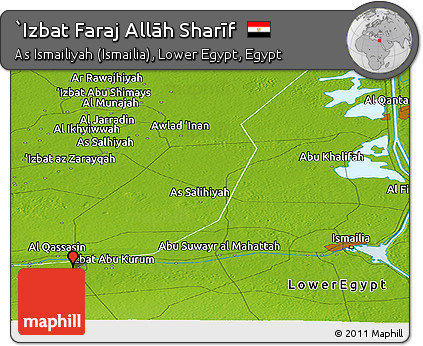 Physical Panoramic Map of `Izbat Faraj Allāh Sharīf