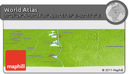 Physical Panoramic Map of the Area around 30° 42' 29" N, 32° 22' 30" E