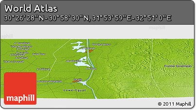 Physical Panoramic Map of the Area around 30° 42' 29" N, 32° 22' 30" E