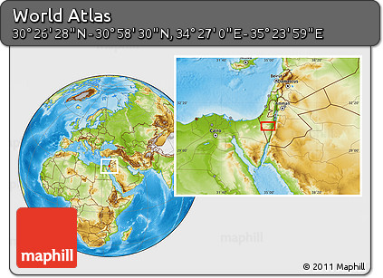 Physical Location Map of the Area around 30° 42' 29" N, 34° 55' 29" E