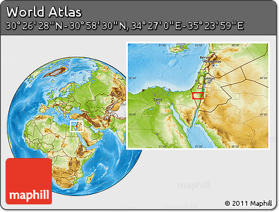 Physical Location Map of the Area around 30° 42' 29" N, 34° 55' 29" E