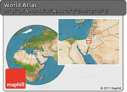 Satellite Location Map of the Area around 30° 42' 29" N, 34° 55' 29" E