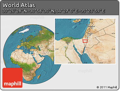 Satellite Location Map of the Area around 30° 42' 29" N, 34° 55' 29" E