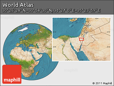 Satellite Location Map of the Area around 30° 42' 29" N, 34° 55' 29" E