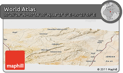 Satellite Panoramic Map of the Area around 30° 42' 29" N, 34° 55' 29" E