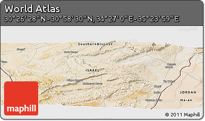 Satellite Panoramic Map of the Area around 30° 42' 29" N, 34° 55' 29" E