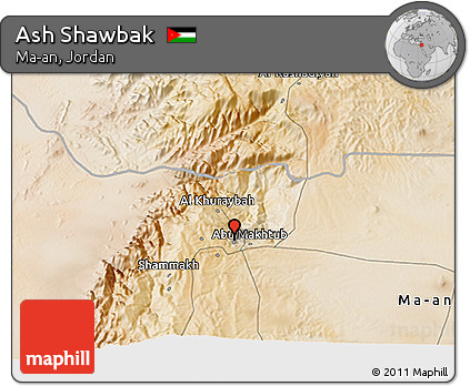 Satellite 3D Map of Ash Shawbak