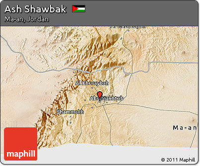 Satellite 3D Map of Ash Shawbak