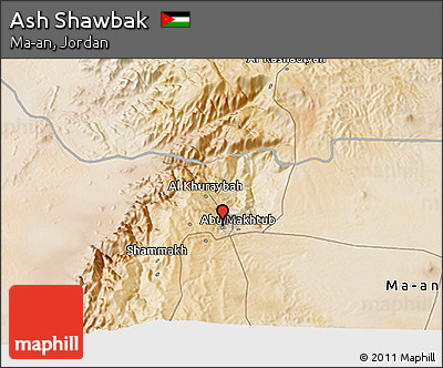 Satellite 3D Map of Ash Shawbak