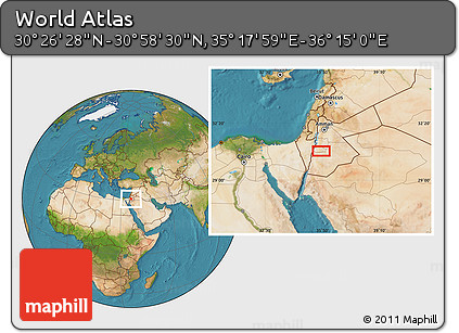 Satellite Location Map of the Area around 30° 42' 29" N, 35° 46' 29" E