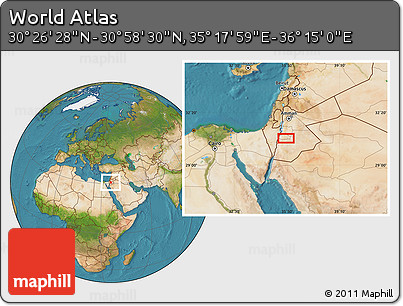 Satellite Location Map of the Area around 30° 42' 29" N, 35° 46' 29" E