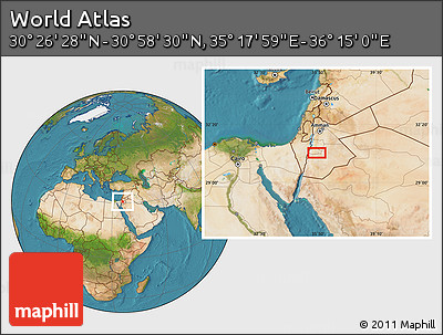 Satellite Location Map of the Area around 30° 42' 29" N, 35° 46' 29" E