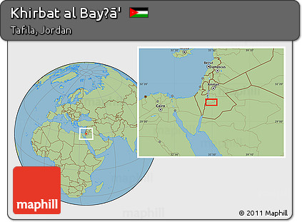 Savanna Style Location Map of Khirbat Al Bayḑā'