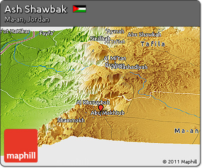 Physical Panoramic Map of Ash Shawbak
