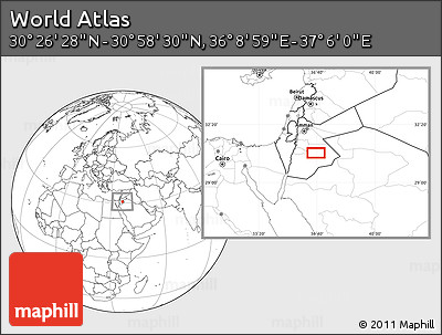 Blank Location Map of the Area around 30° 42' 29" N, 36° 37' 30" E