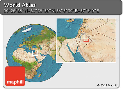 Satellite Location Map of the Area around 30° 42' 29" N, 36° 37' 30" E