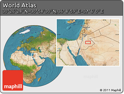 Satellite Location Map of the Area around 30° 42' 29" N, 36° 37' 30" E