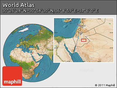 Satellite Location Map of the Area around 30° 42' 29" N, 36° 37' 30" E
