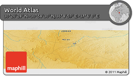 Physical Panoramic Map of the Area around 30° 42' 29" N, 36° 37' 30" E