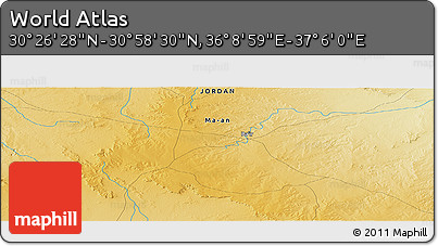 Physical Panoramic Map of the Area around 30° 42' 29" N, 36° 37' 30" E