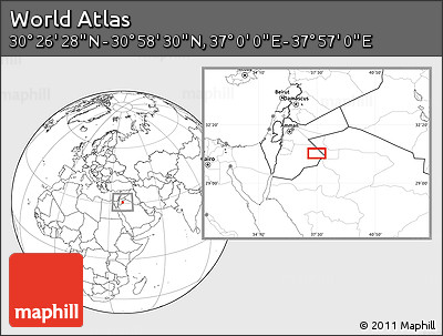 Blank Location Map of the Area around 30° 42' 29" N, 37° 28' 30" E