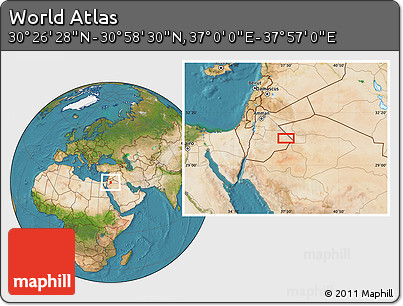 Satellite Location Map of the Area around 30° 42' 29" N, 37° 28' 30" E