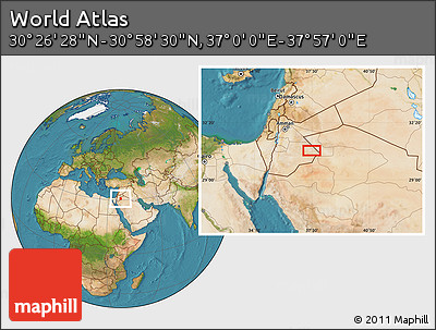 Satellite Location Map of the Area around 30° 42' 29" N, 37° 28' 30" E
