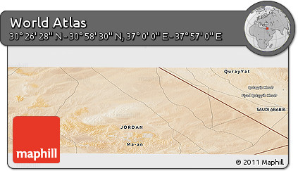 Satellite Panoramic Map of the Area around 30° 42' 29" N, 37° 28' 30" E